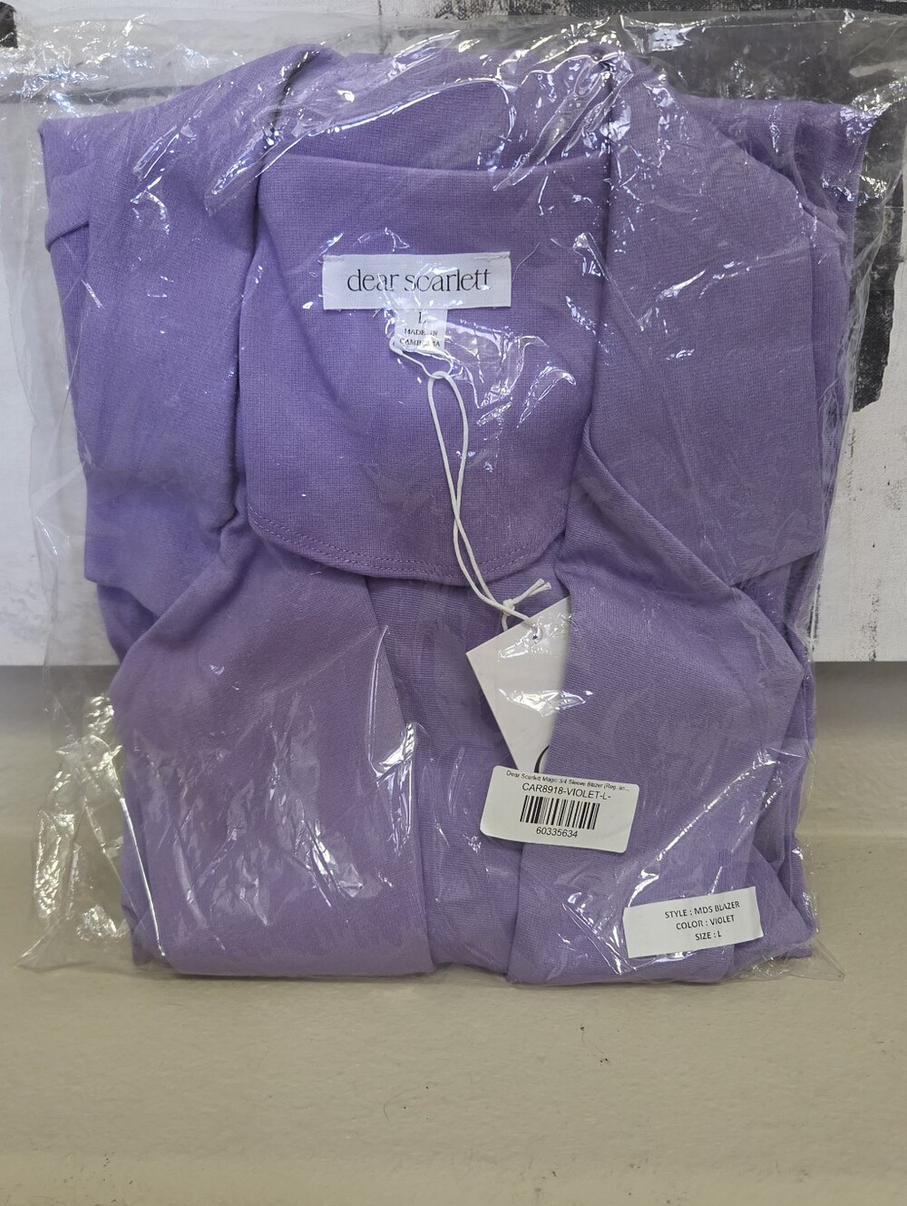 Dear Scarlett Violet Women's 3/4th Blazer Size Large NEW